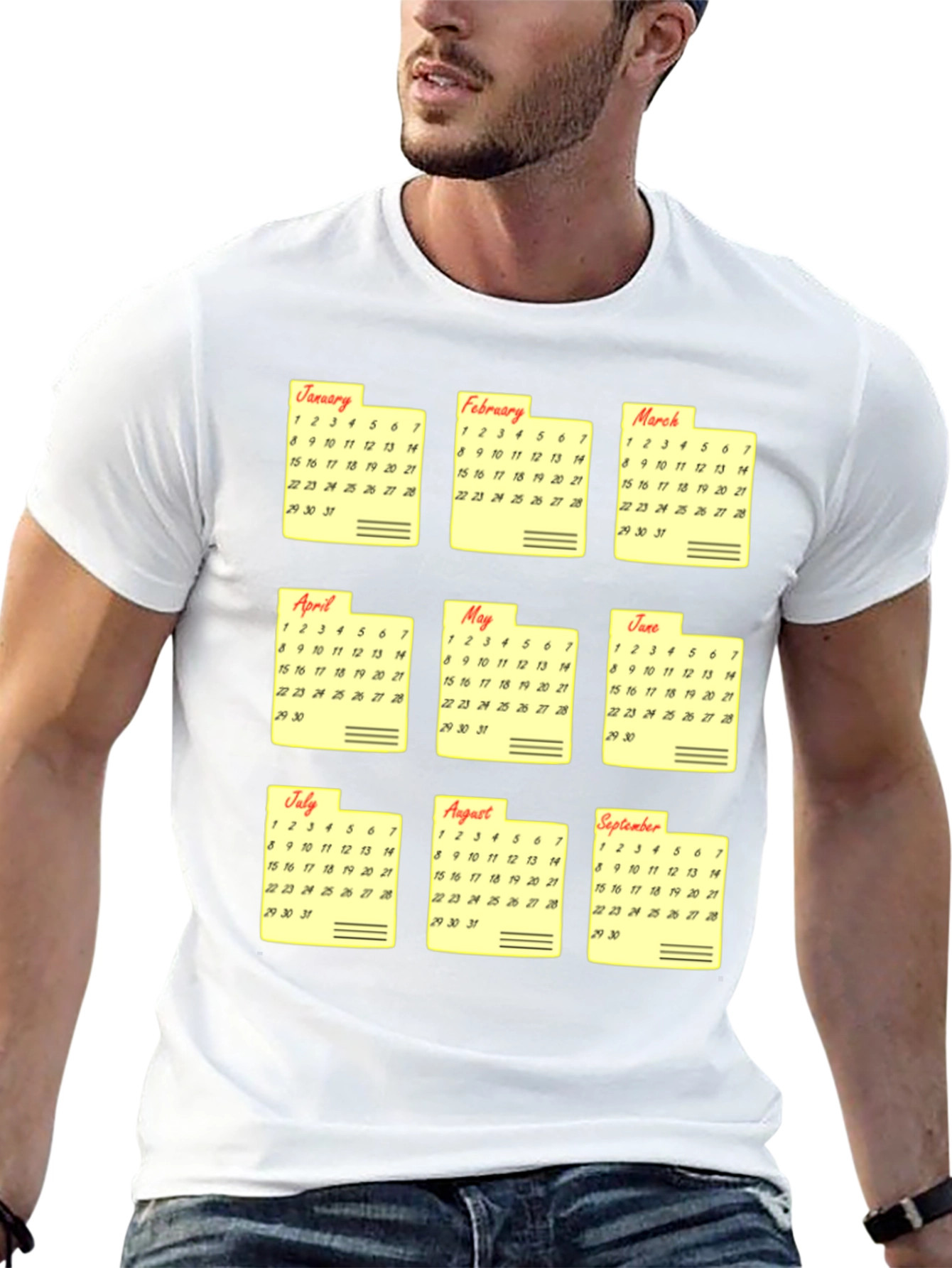 Calendar Months Graphic Print T-Shirt