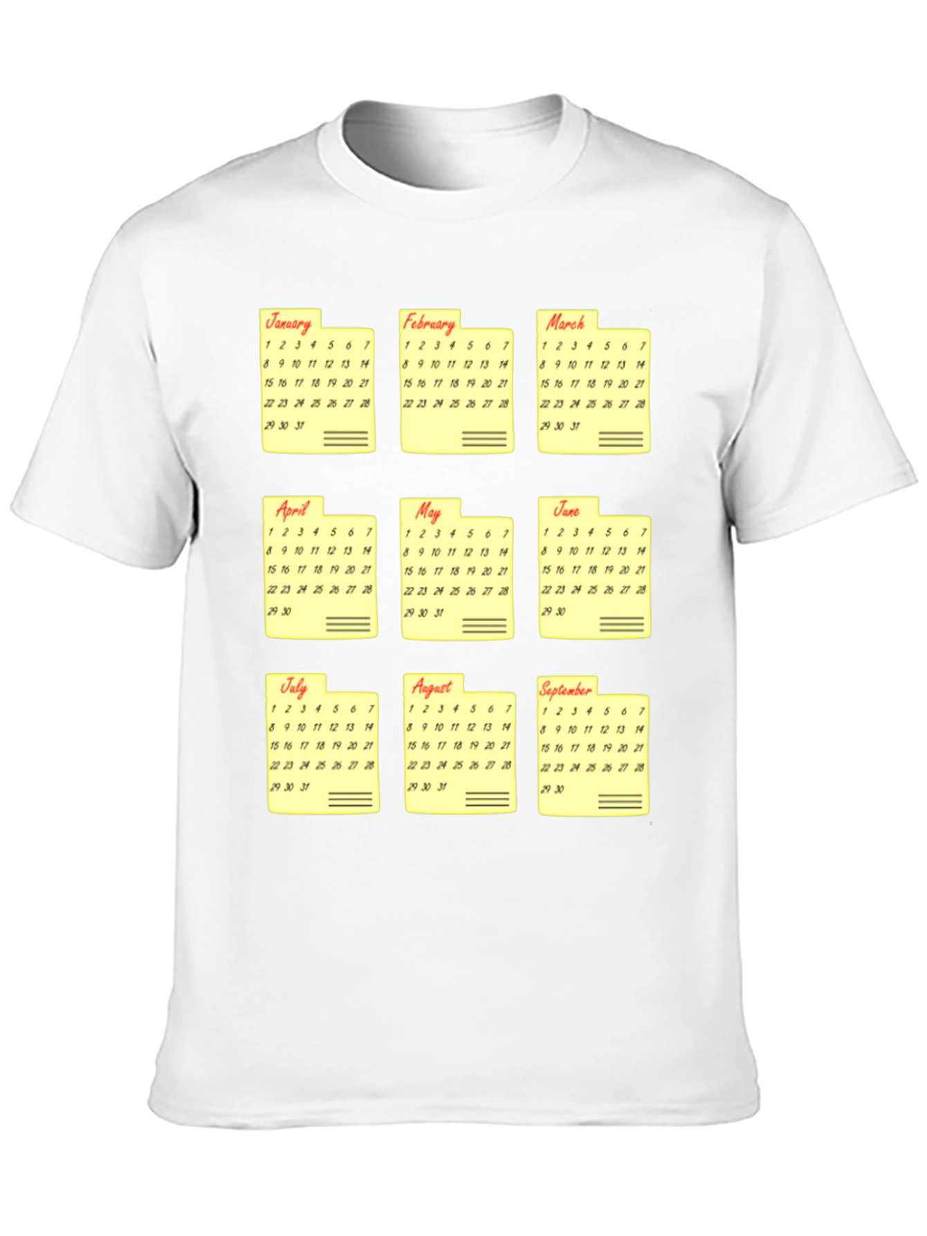 Calendar Months Graphic Print T-Shirt