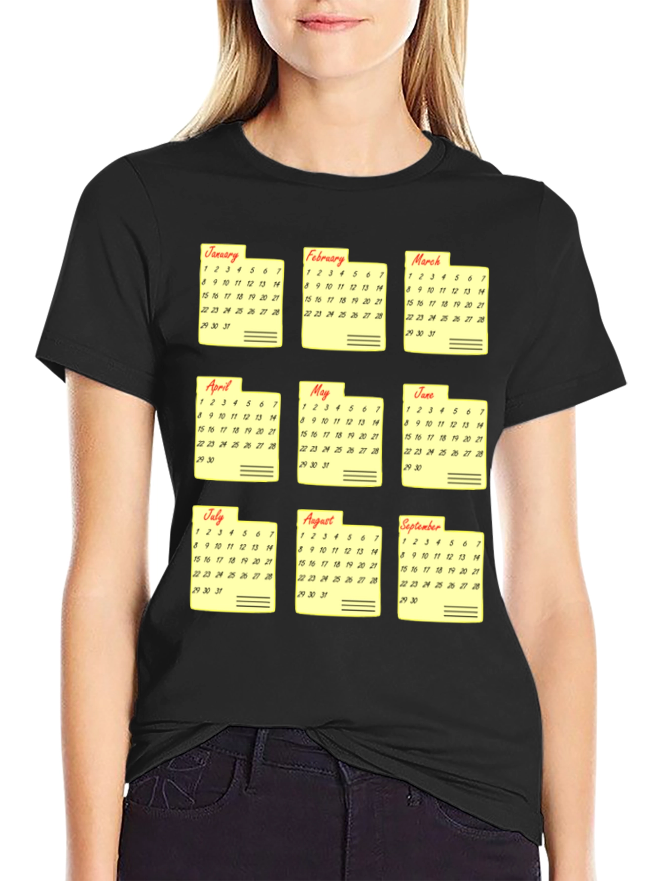Calendar Months Graphic Print T-Shirt