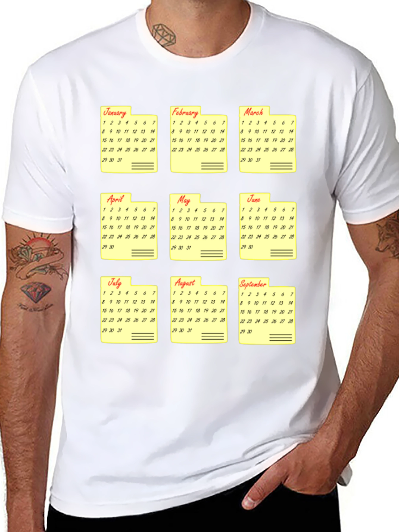 Calendar Months Graphic Print T-Shirt