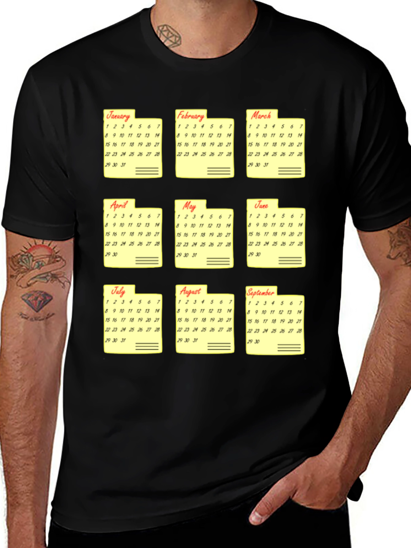 Calendar Months Graphic Print T-Shirt