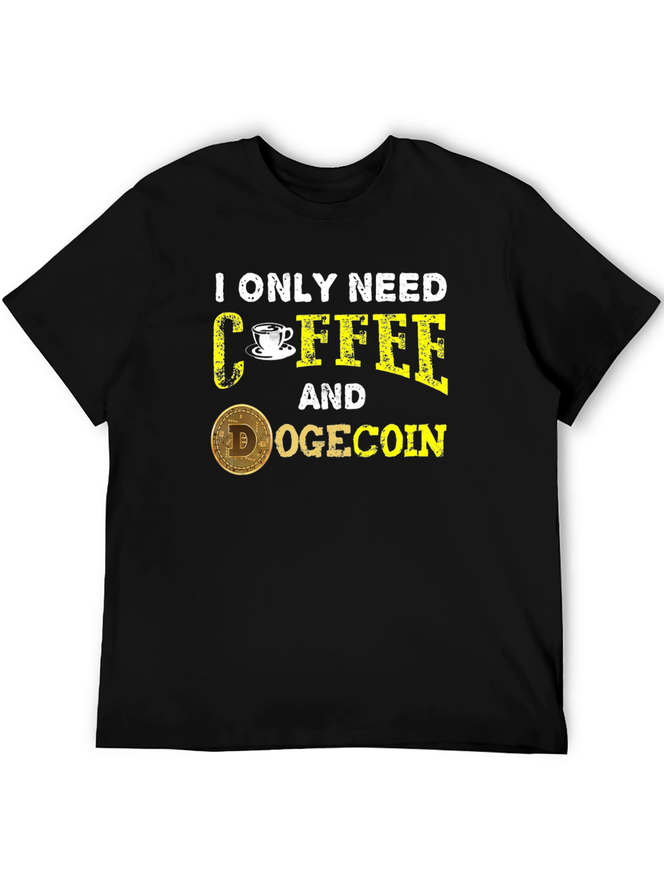 Coffee & Dogecoin Black T-Shirt