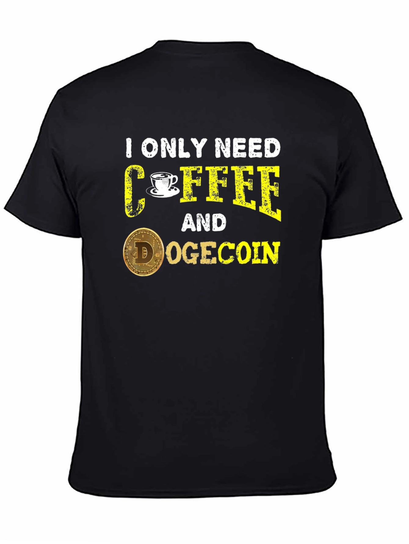 Coffee & Dogecoin Black T-Shirt