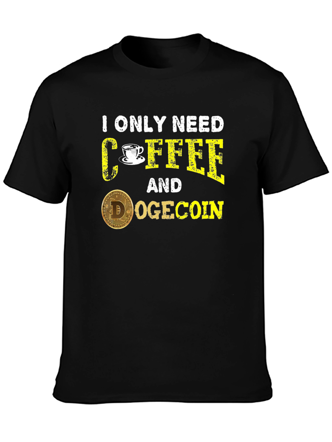 Coffee & Dogecoin Black T-Shirt
