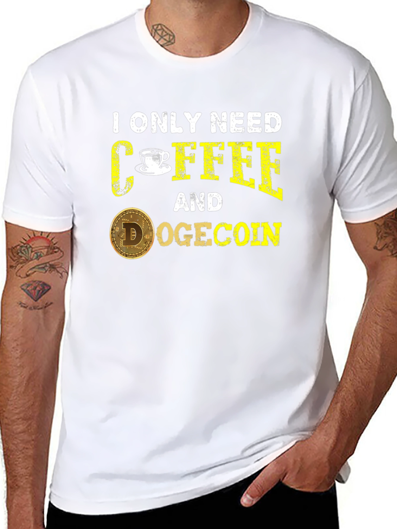 Coffee & Dogecoin Black T-Shirt