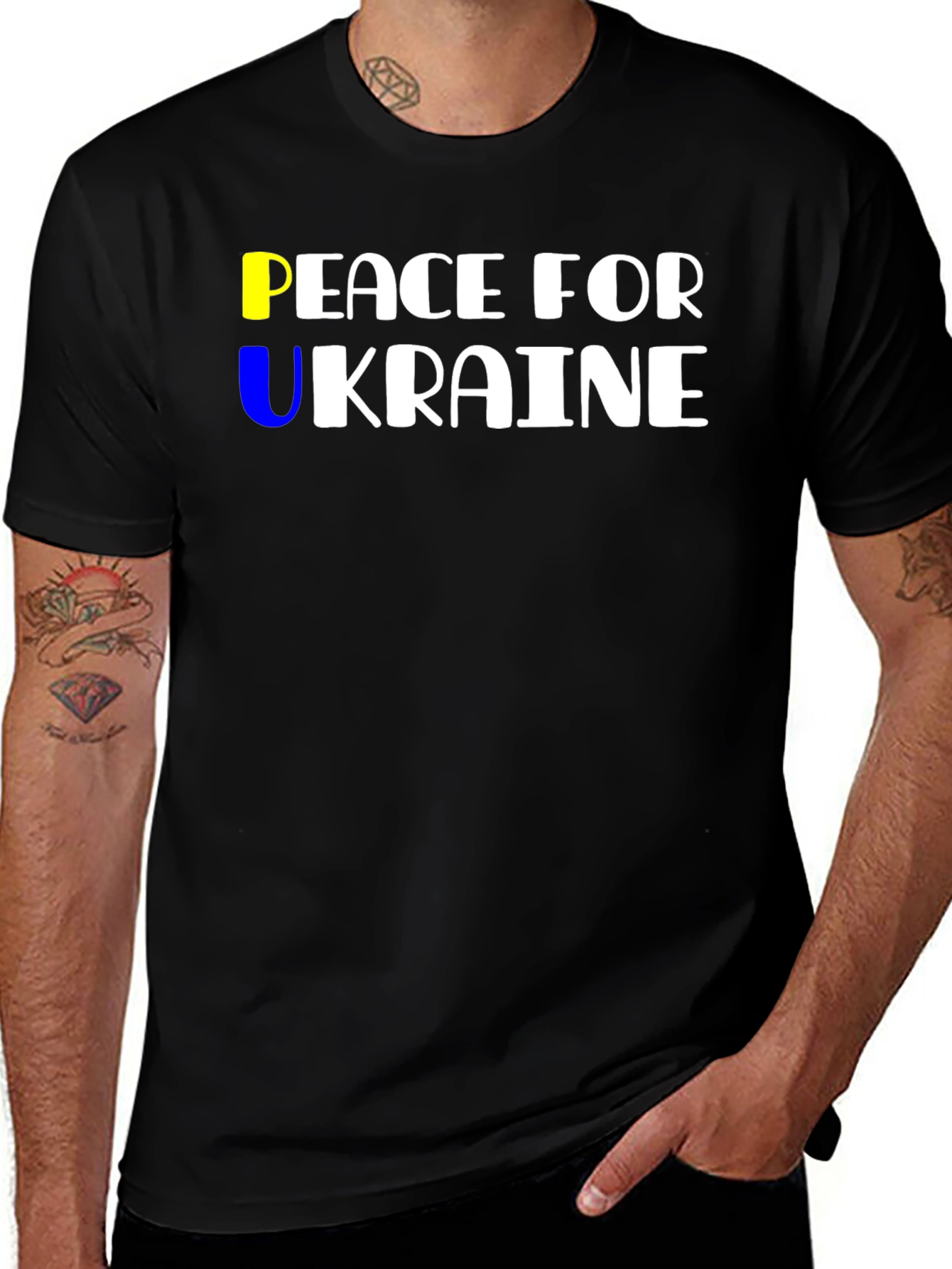 Peace For Ukraine Graphic T-Shirt - Black