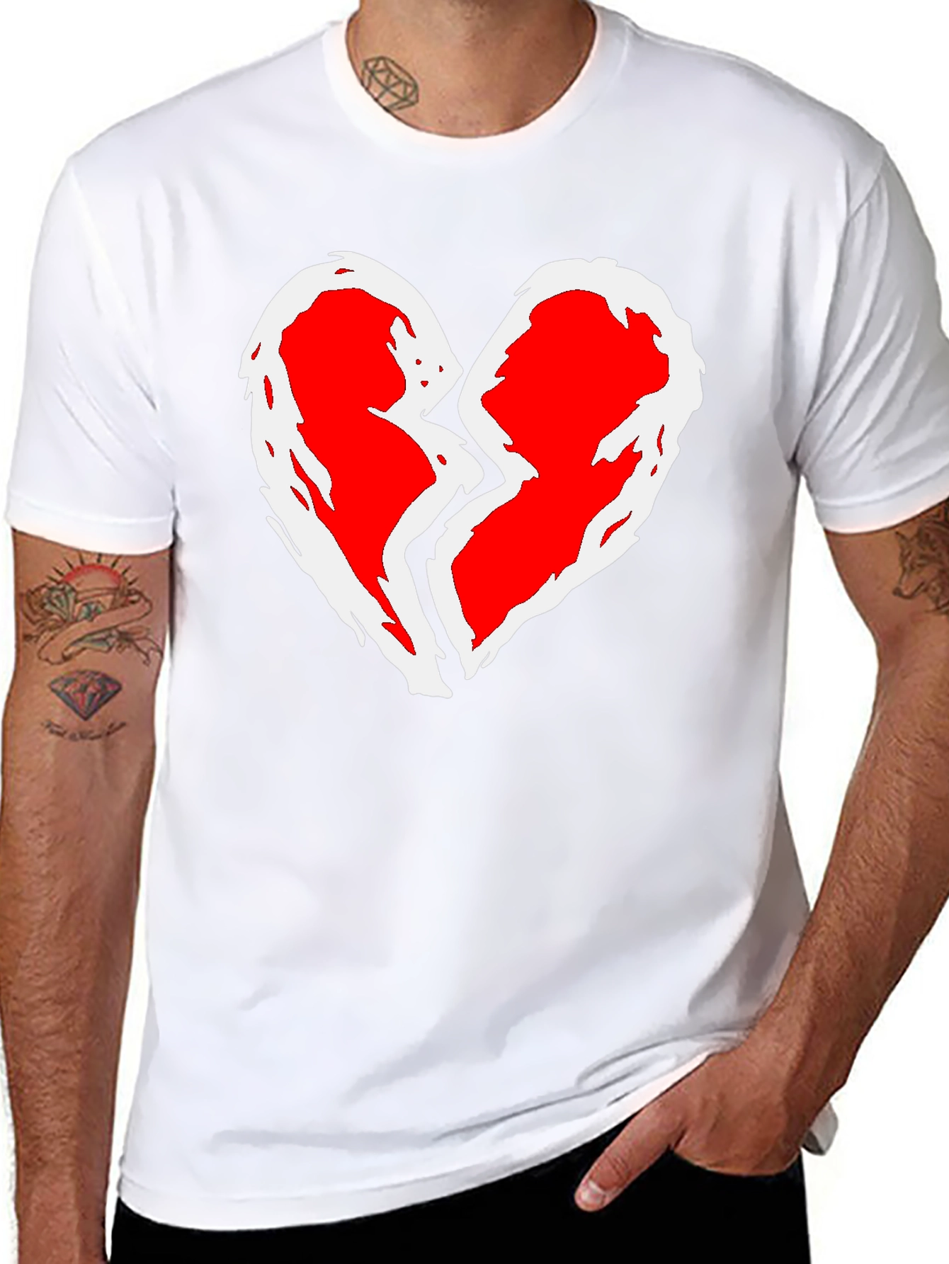 Broken Heart Graphic T-Shirt - Black Cotton Tee