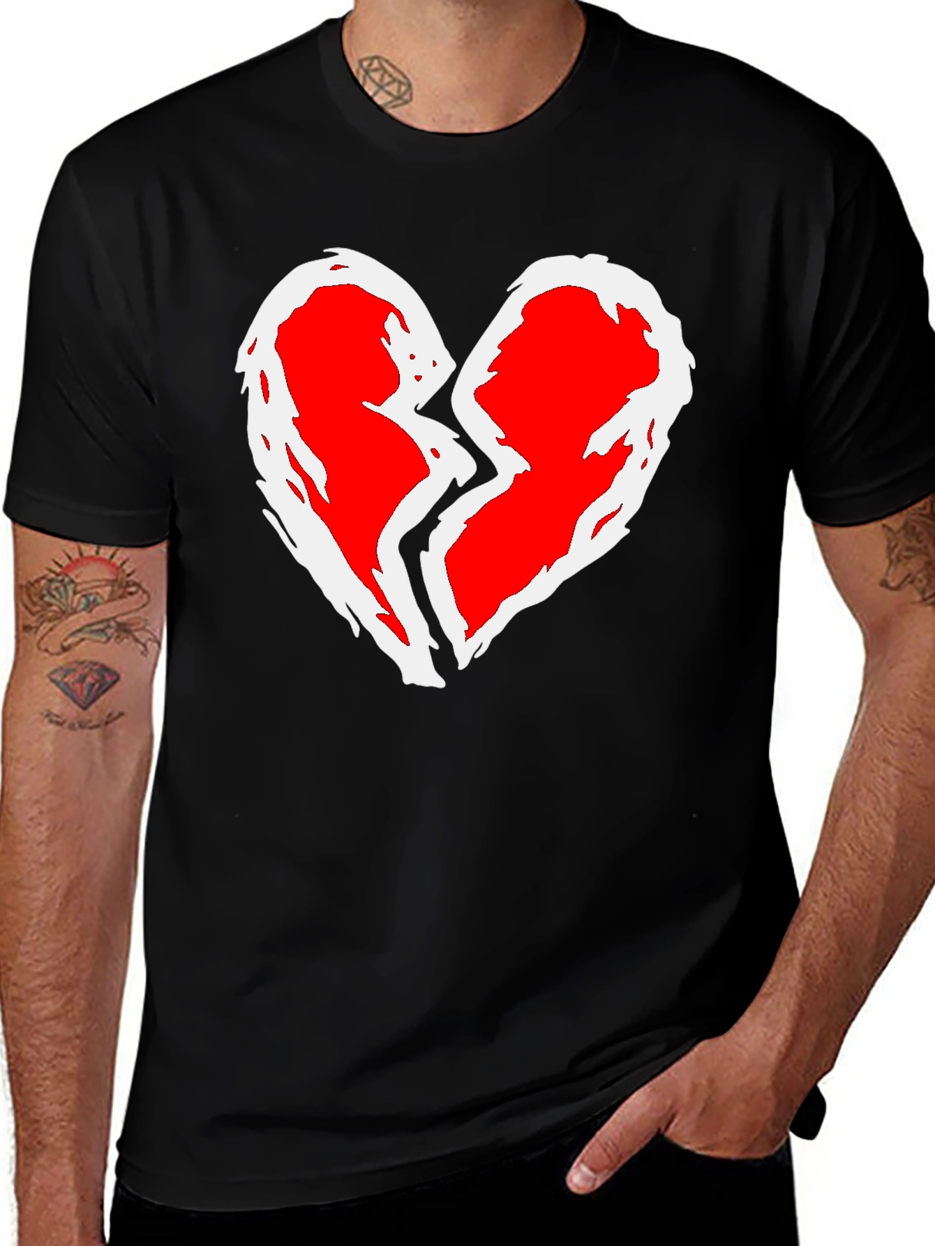 Broken Heart Graphic T-Shirt - Black Cotton Tee