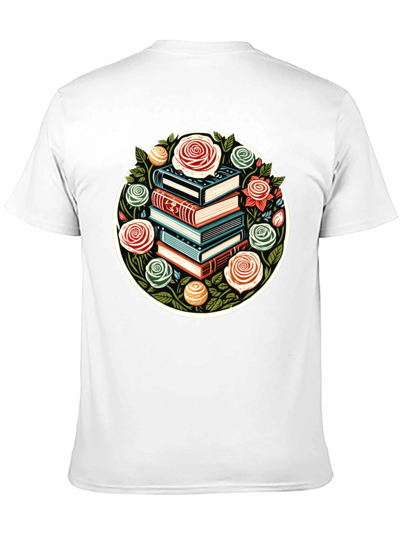 Book Stack & Roses Graphic Tee