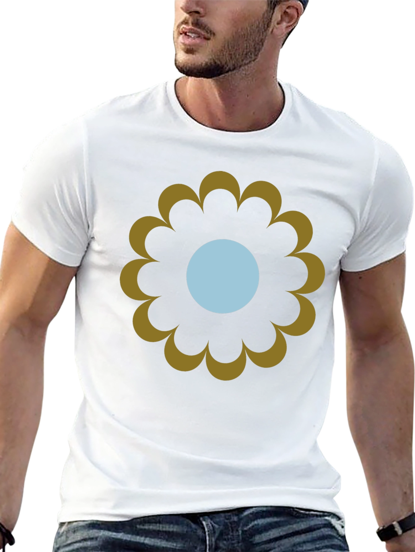 Retro Flower Graphic Tee - Casual Black T-Shirt