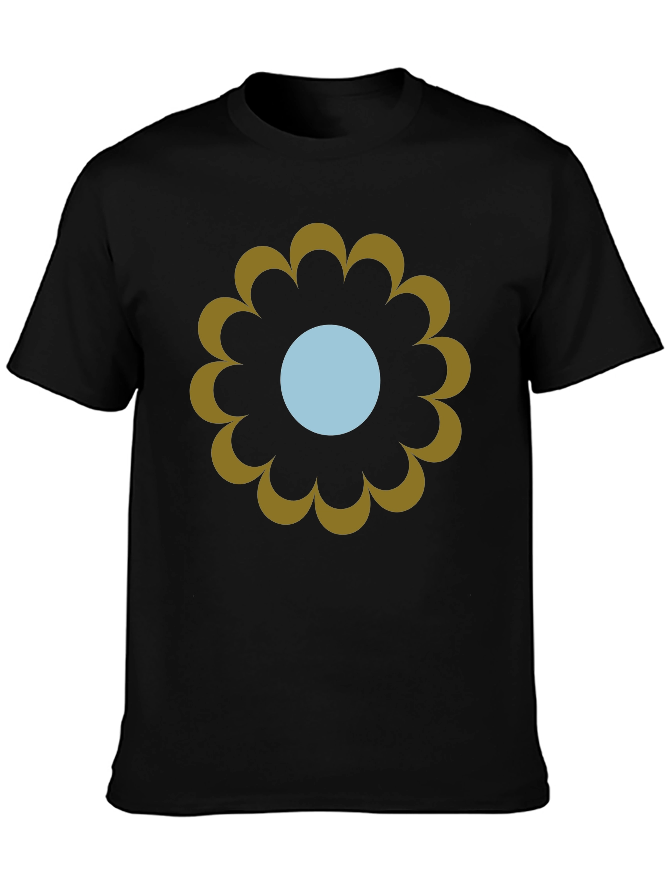 Retro Flower Graphic Tee - Casual Black T-Shirt