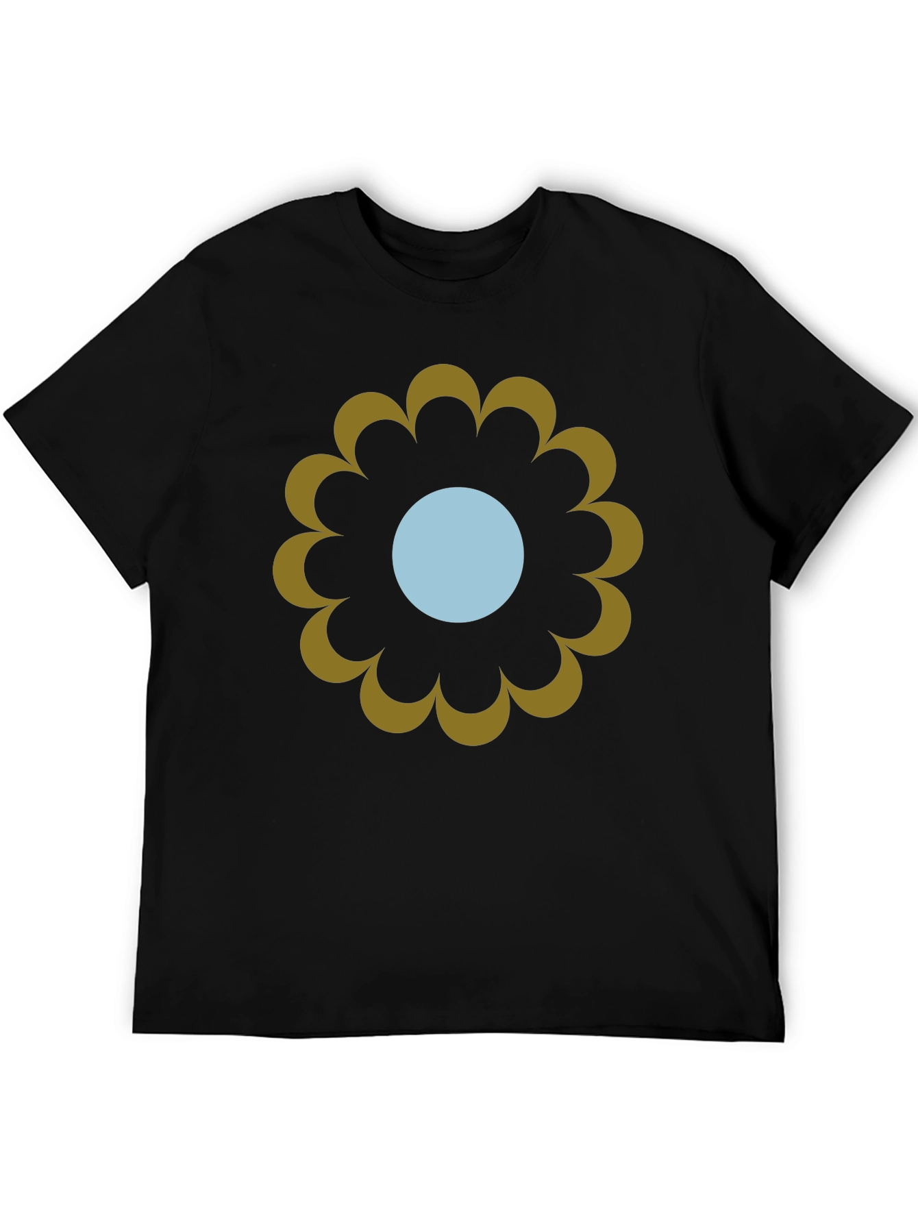 Retro Flower Graphic Tee - Casual Black T-Shirt