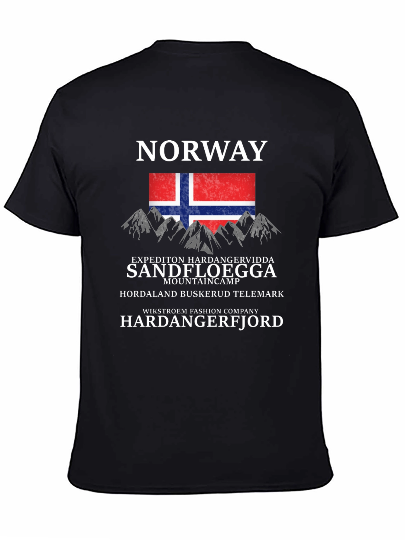 Norway Mountain Graphic Black T-Shirt