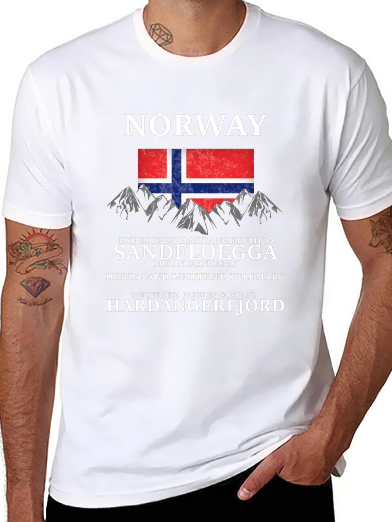 Norway Mountain Graphic Black T-Shirt