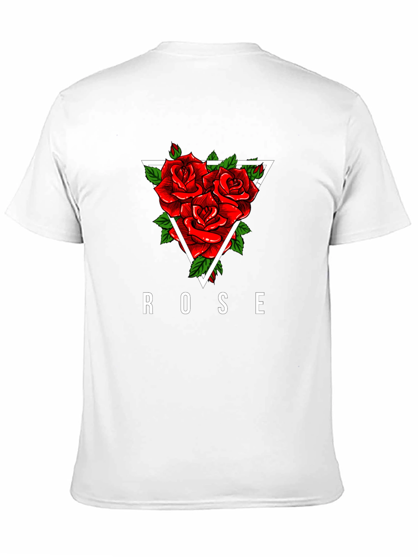 Rose Triangle Graphic Print Black T-Shirt