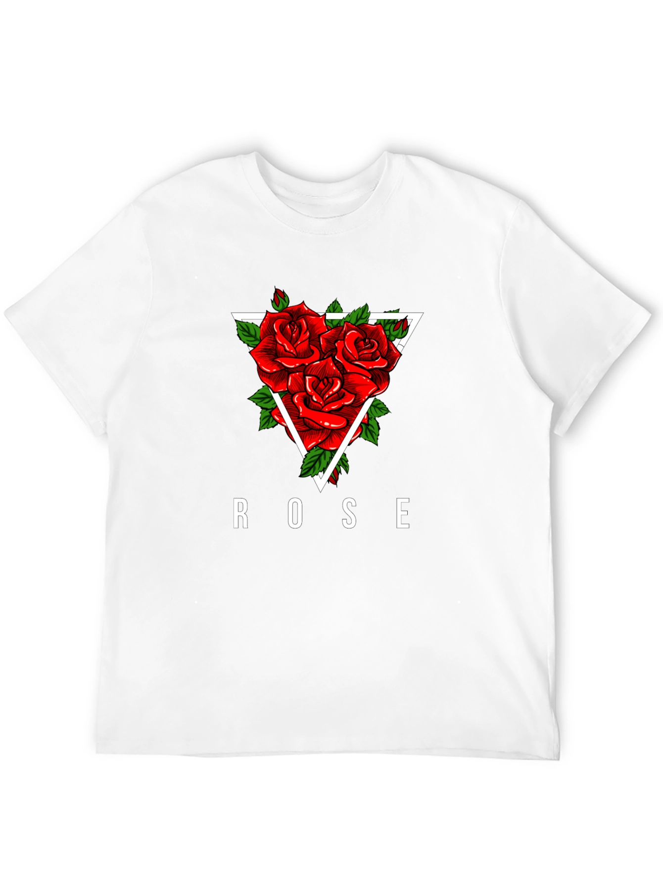 Rose Triangle Graphic Print Black T-Shirt