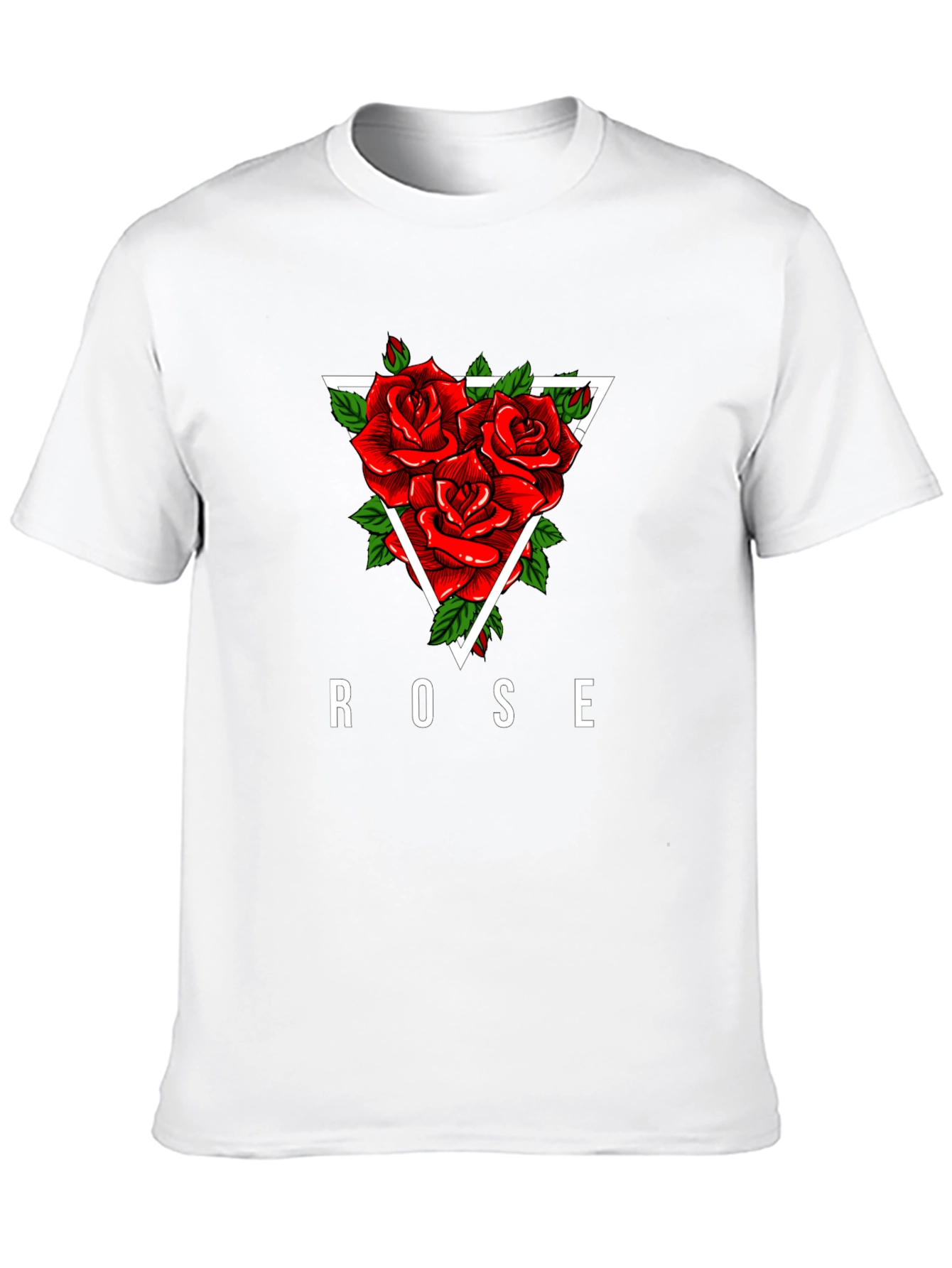 Rose Triangle Graphic Print Black T-Shirt