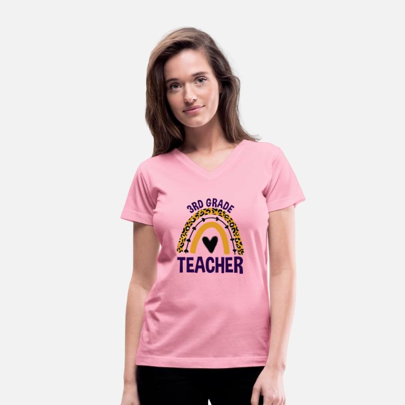 Leopard Rainbow Back To School 3rd Grade Teacher