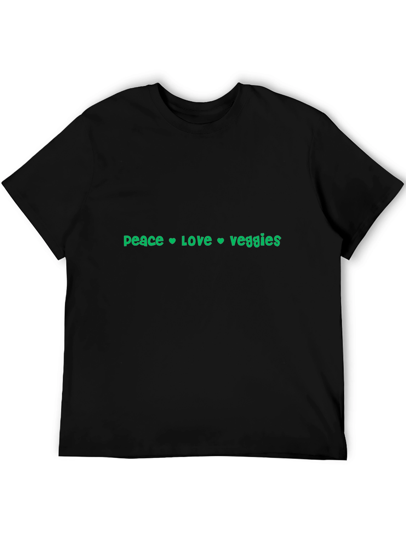 Peace Love Veggies Graphic Tee - Black Cotton T-Shirt