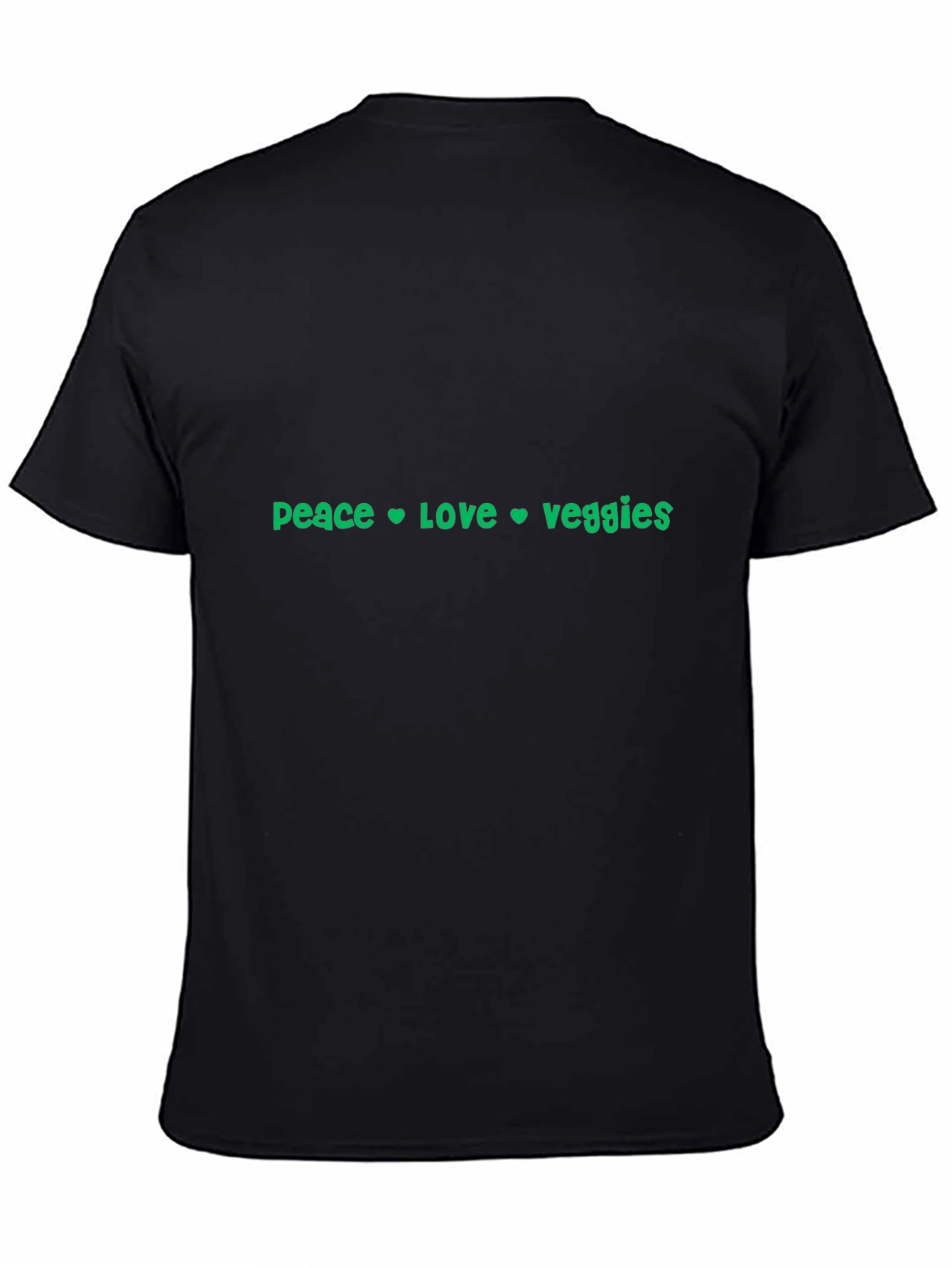Peace Love Veggies Graphic Tee - Black Cotton T-Shirt