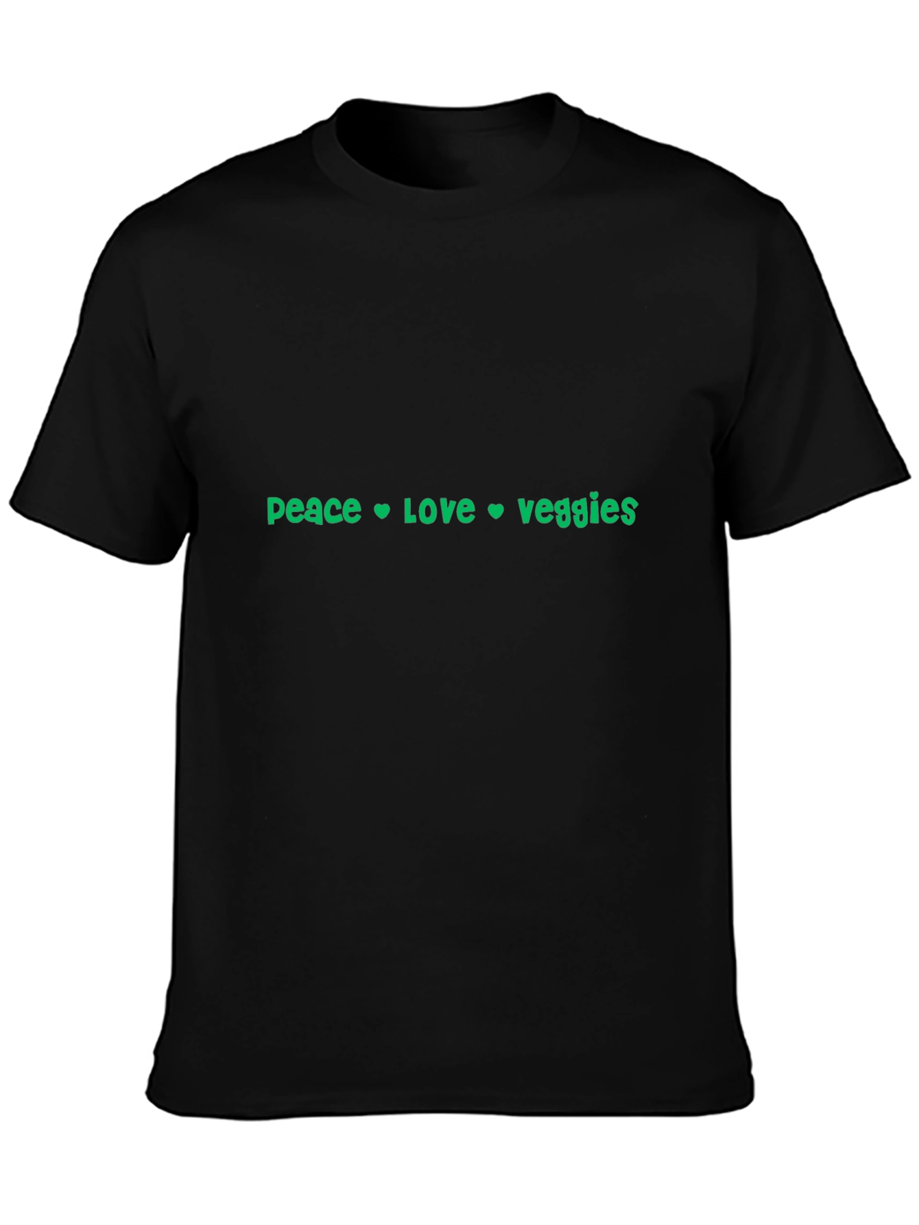 Peace Love Veggies Graphic Tee - Black Cotton T-Shirt