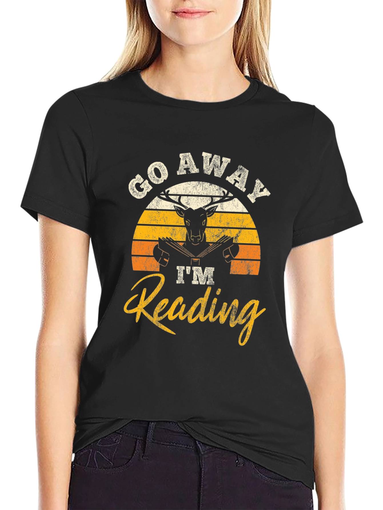 Go Away Im Reading Deer Graphic T-Shirt