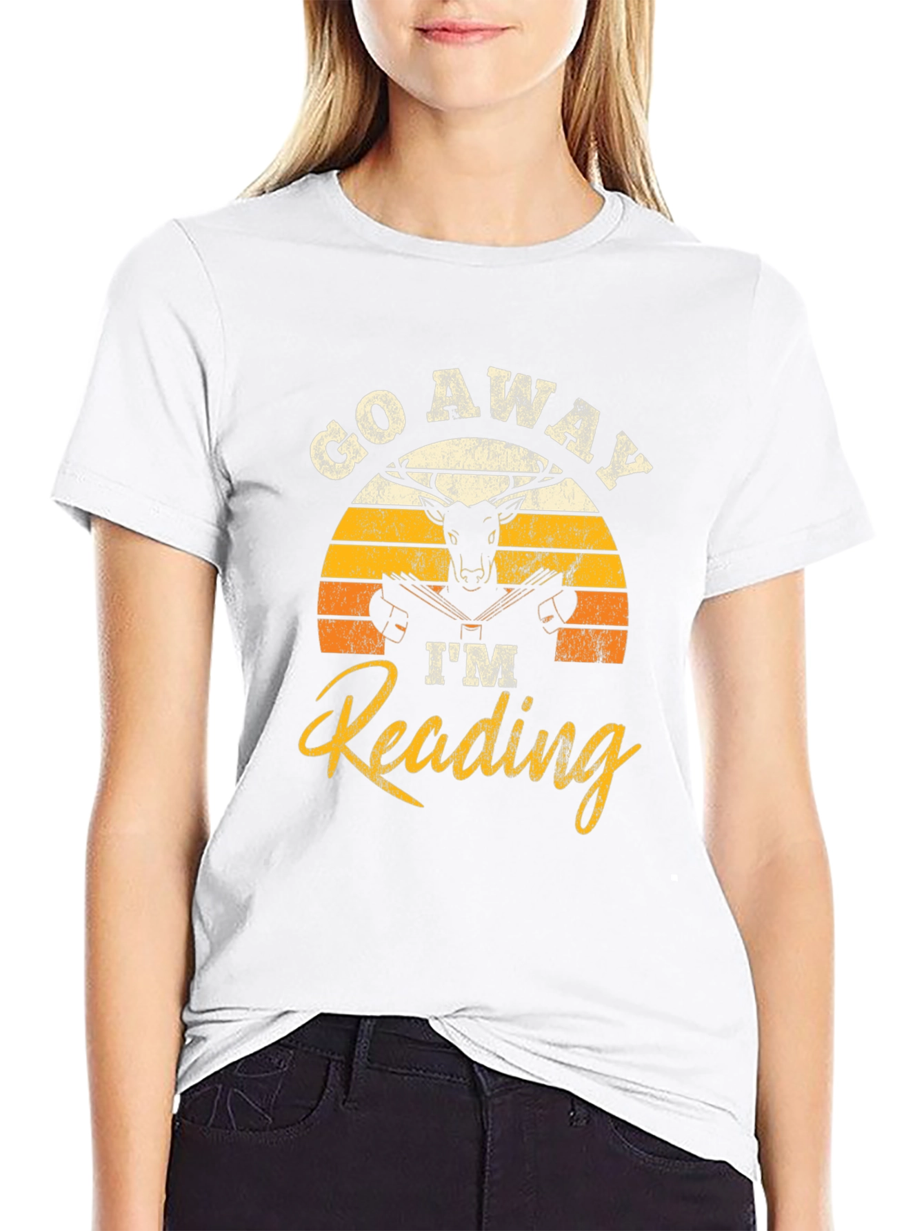Go Away Im Reading Deer Graphic T-Shirt