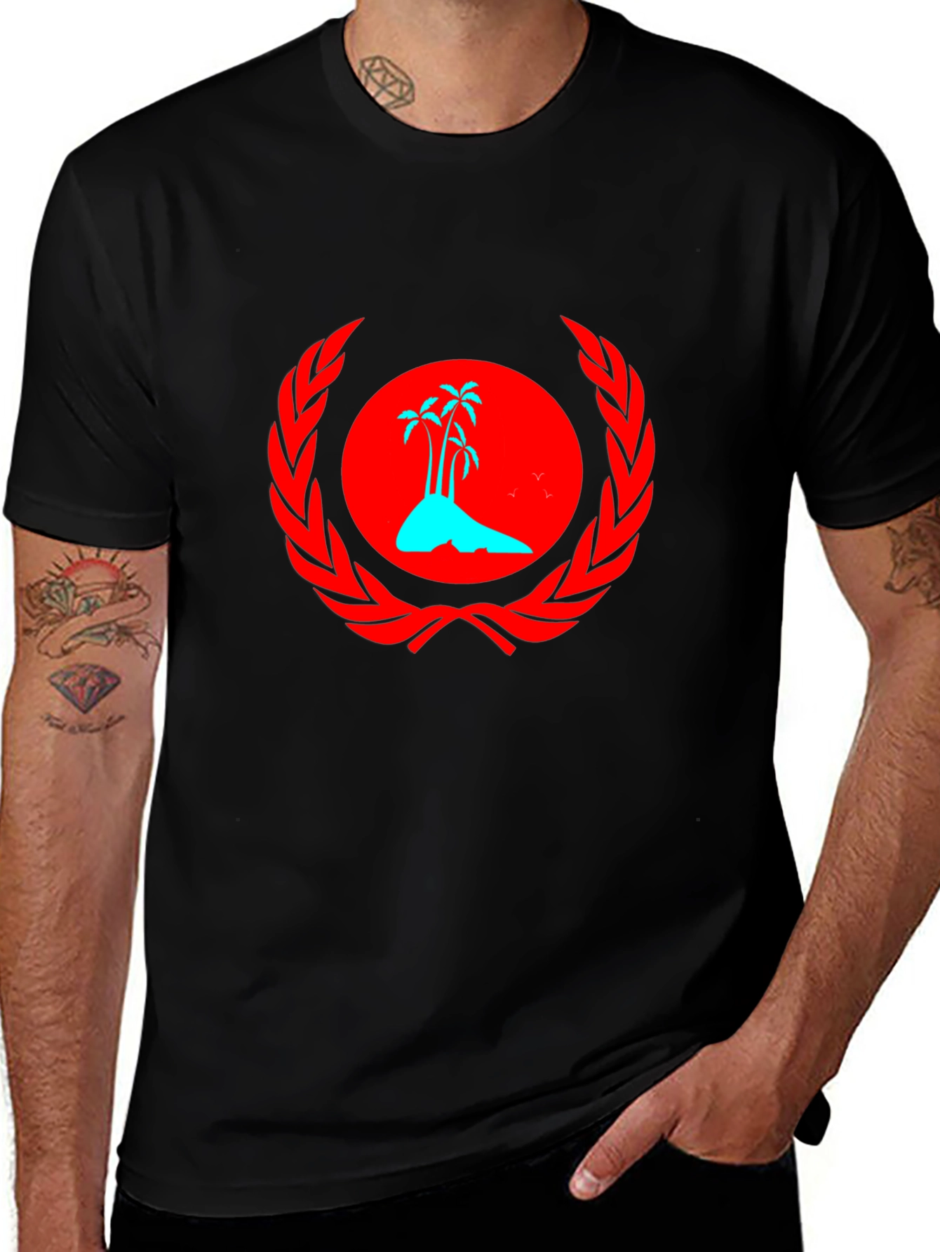 Tropical Island Graphic Tee - Black