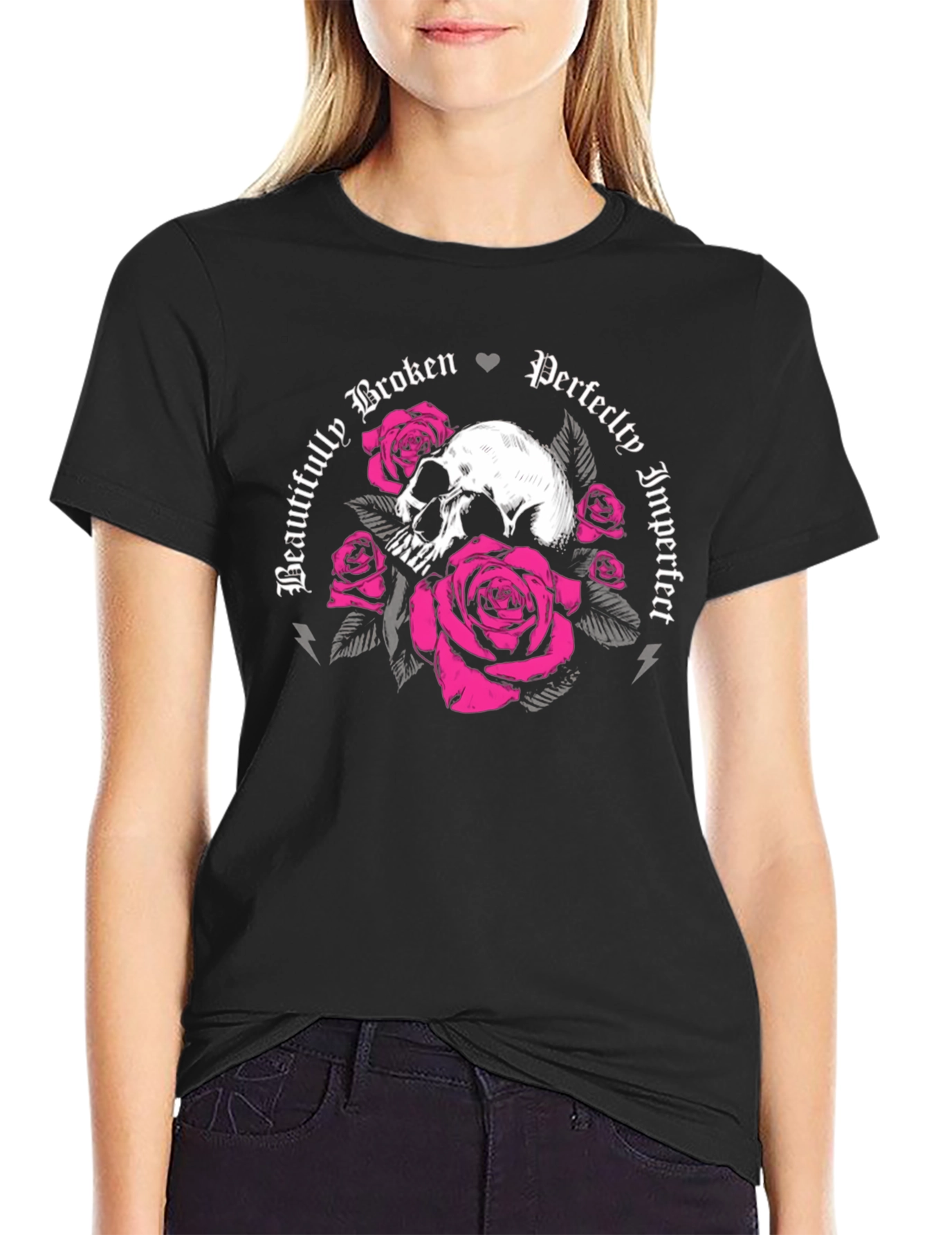 Skull & Roses Graphic Tee - Beautifully Broken