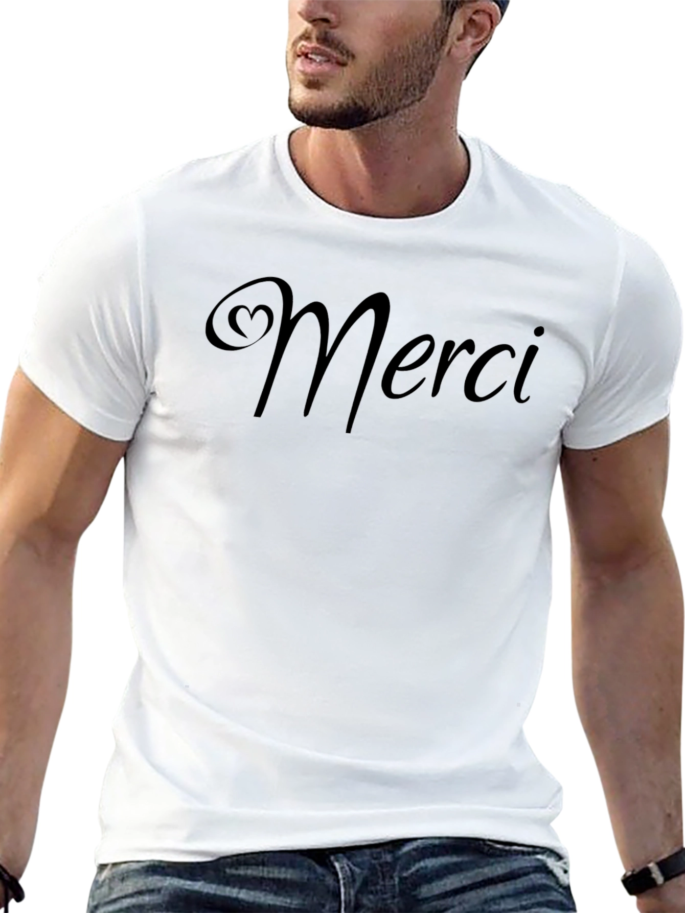 Merci Heart Graphic T-Shirt - Casual Comfort