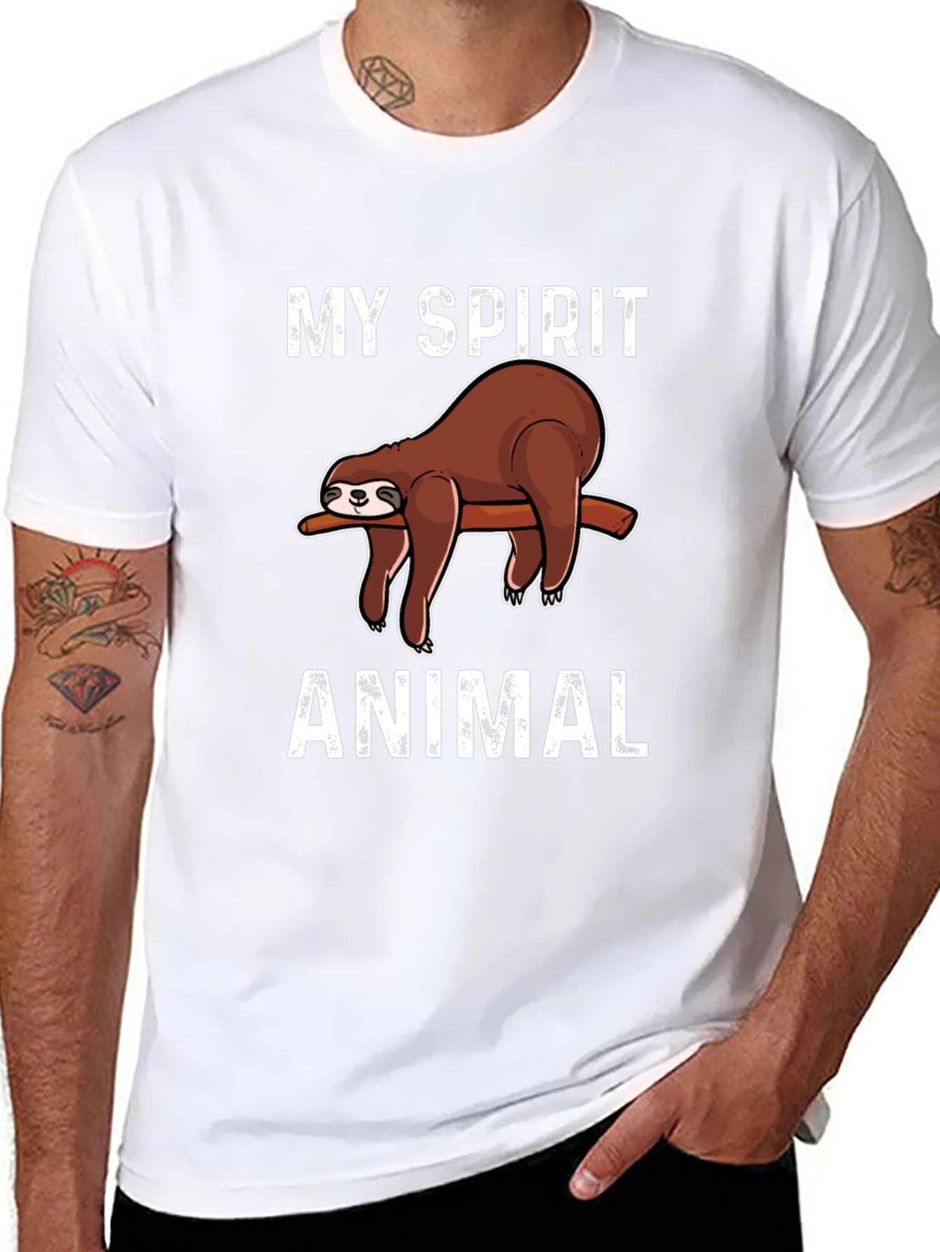 My Spirit Animal Sloth Graphic Tee - Black