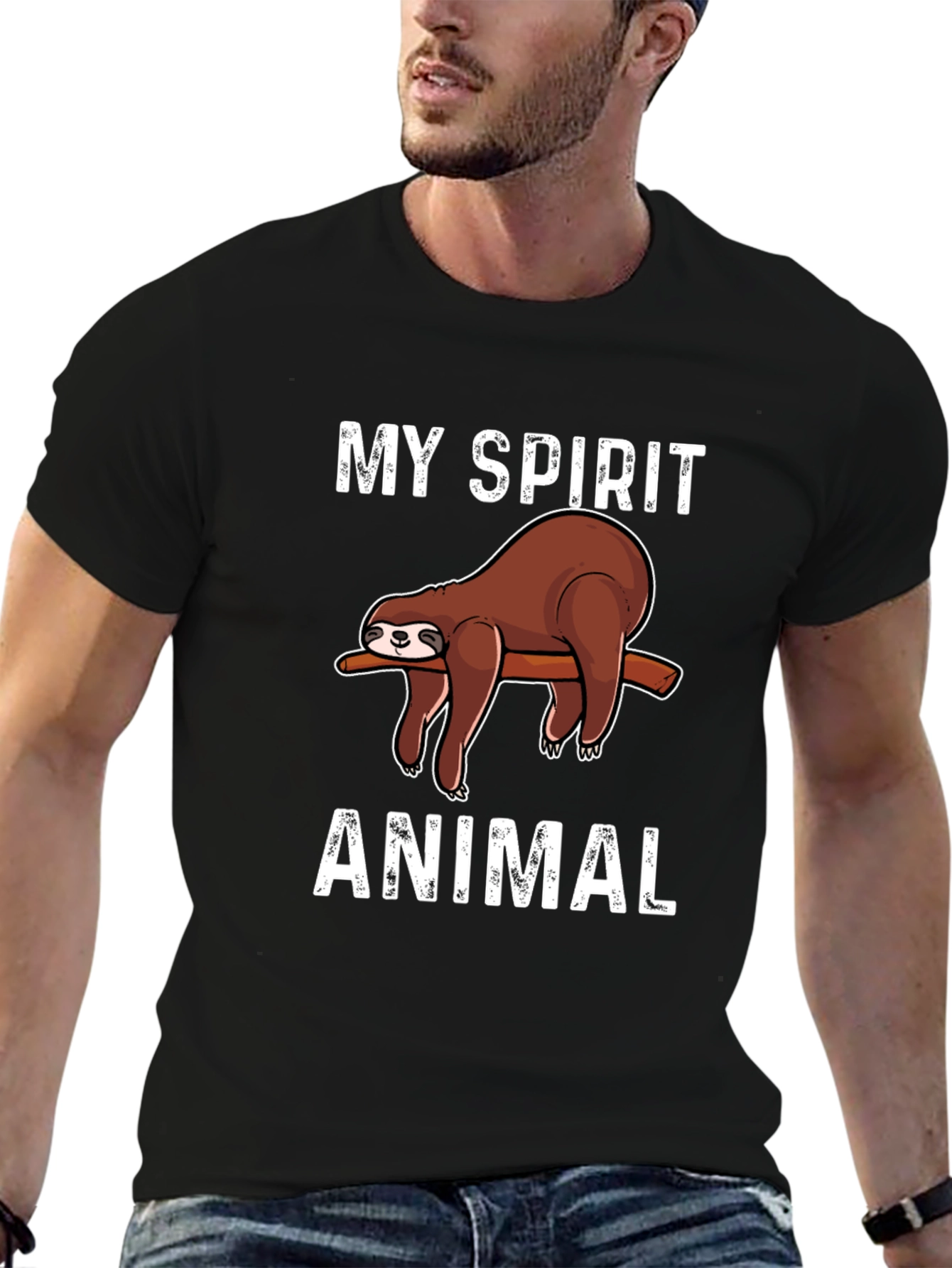 My Spirit Animal Sloth Graphic Tee - Black