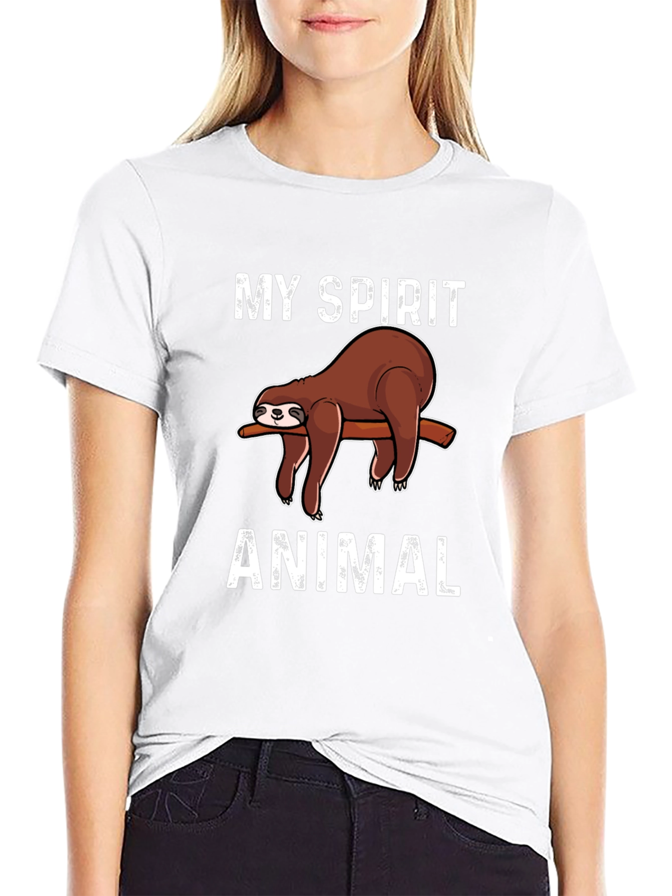 My Spirit Animal Sloth Graphic Tee - Black