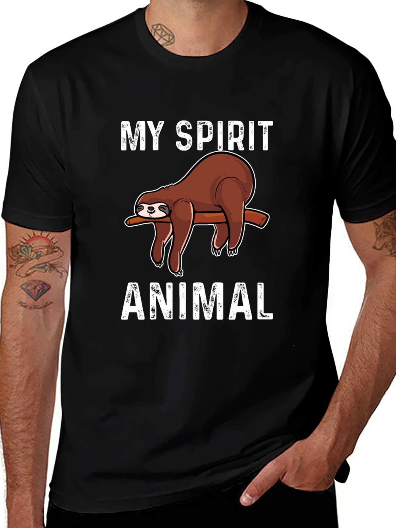 My Spirit Animal Sloth Graphic Tee - Black