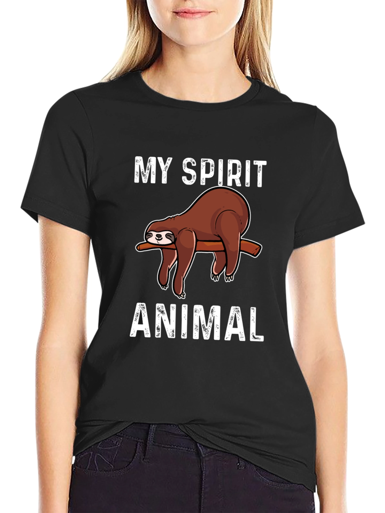 My Spirit Animal Sloth Graphic Tee - Black