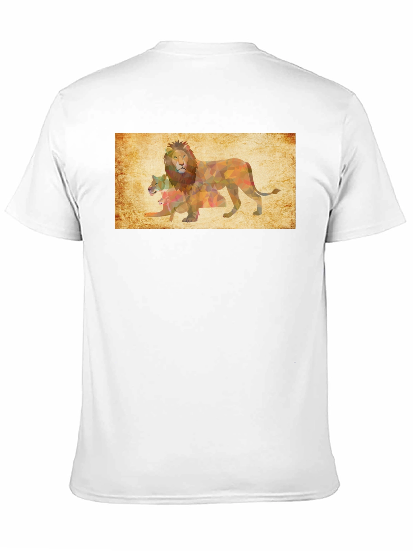 Geometric Lion Family Print Black T-Shirt