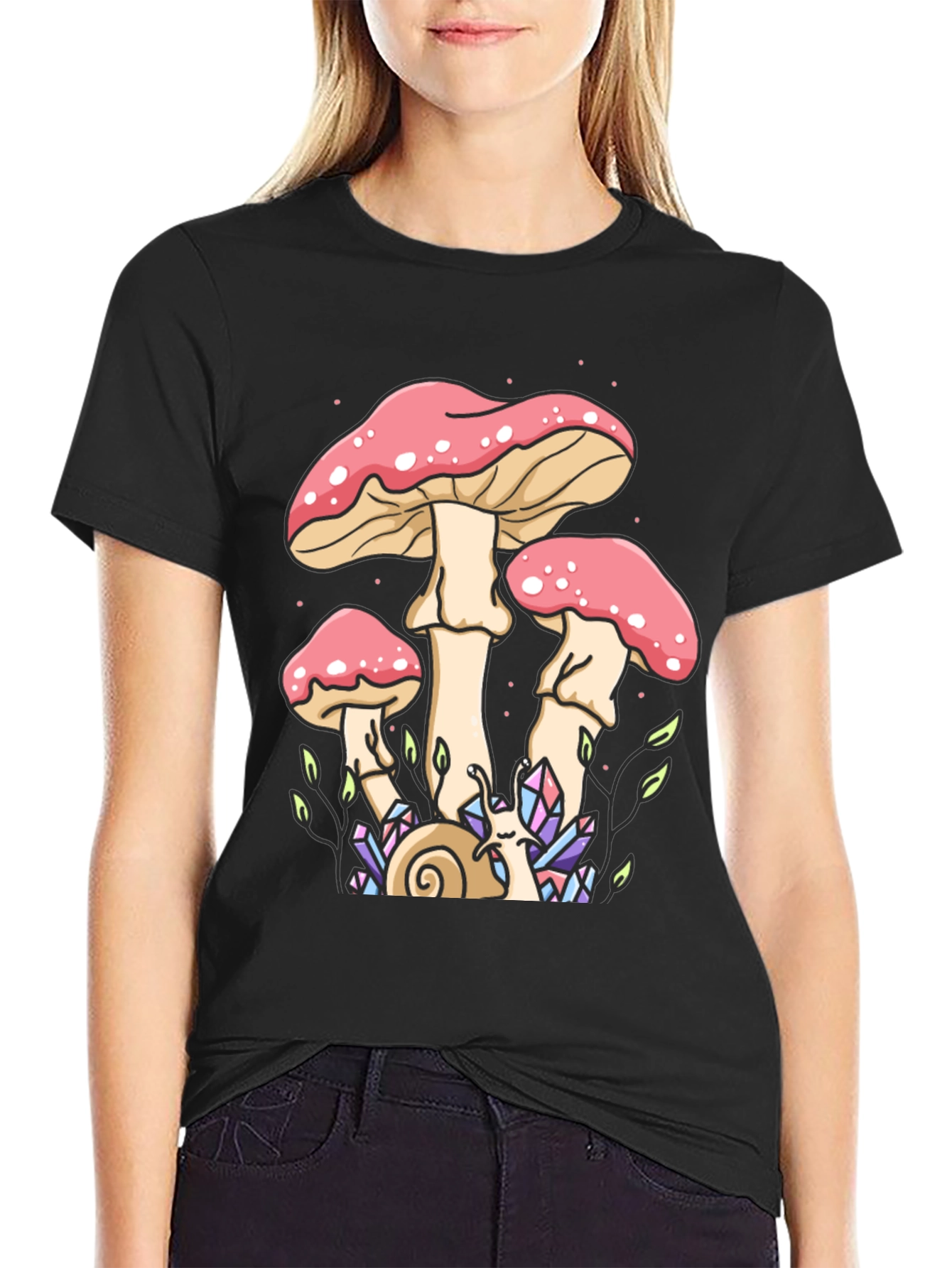 Mystical Mushroom Graphic Tee - Black