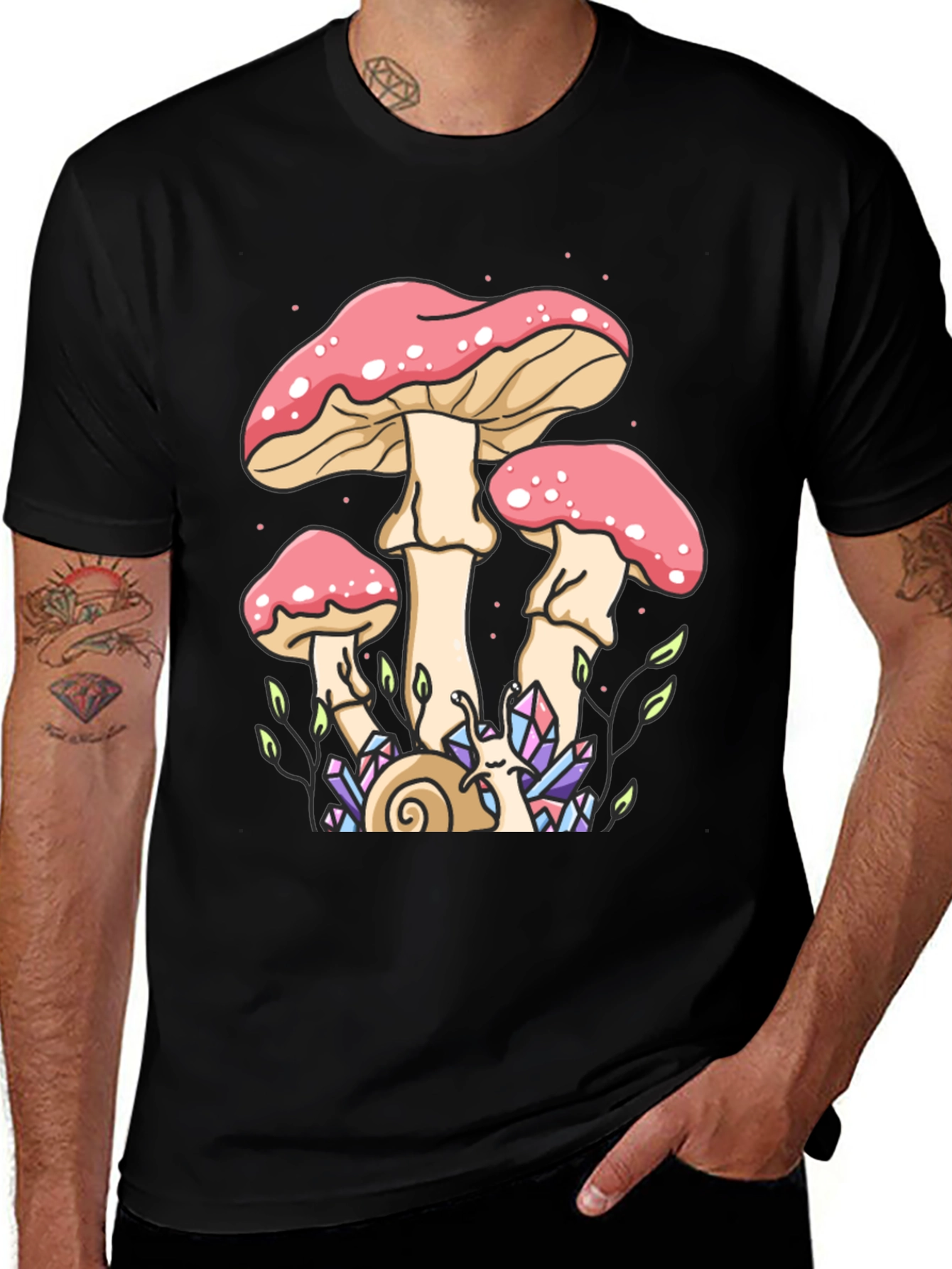 Mystical Mushroom Graphic Tee - Black