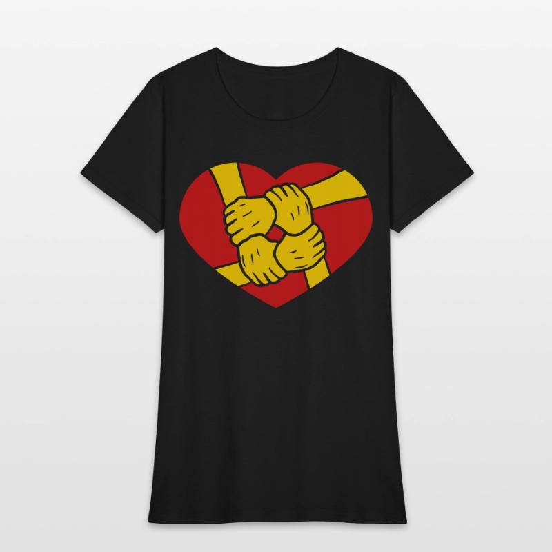 logo heart symbol 4 friends hands holding team cre