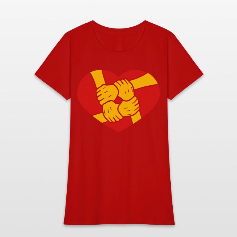 logo heart symbol 4 friends hands holding team cre