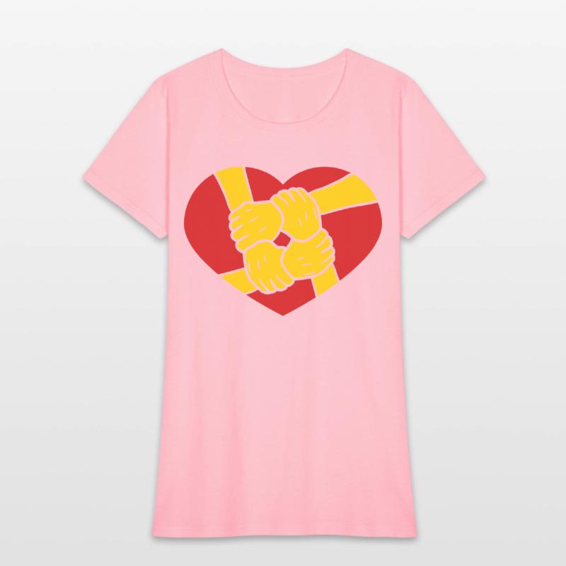 logo heart symbol 4 friends hands holding team cre