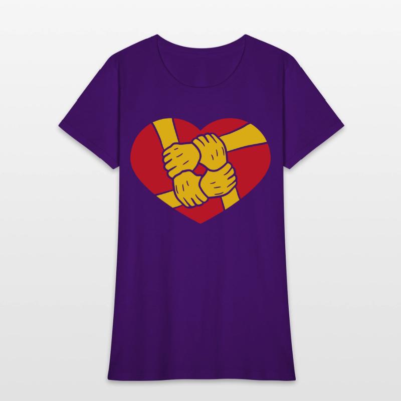 logo heart symbol 4 friends hands holding team cre