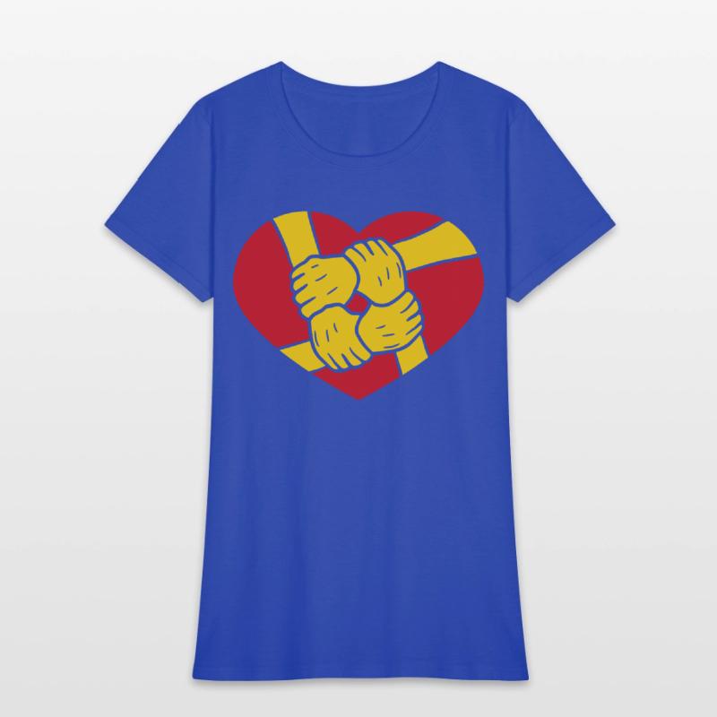 logo heart symbol 4 friends hands holding team cre