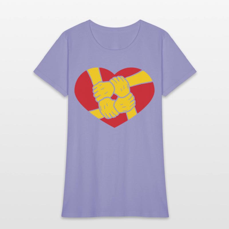 logo heart symbol 4 friends hands holding team cre