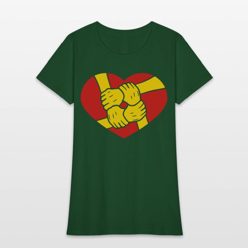 logo heart symbol 4 friends hands holding team cre