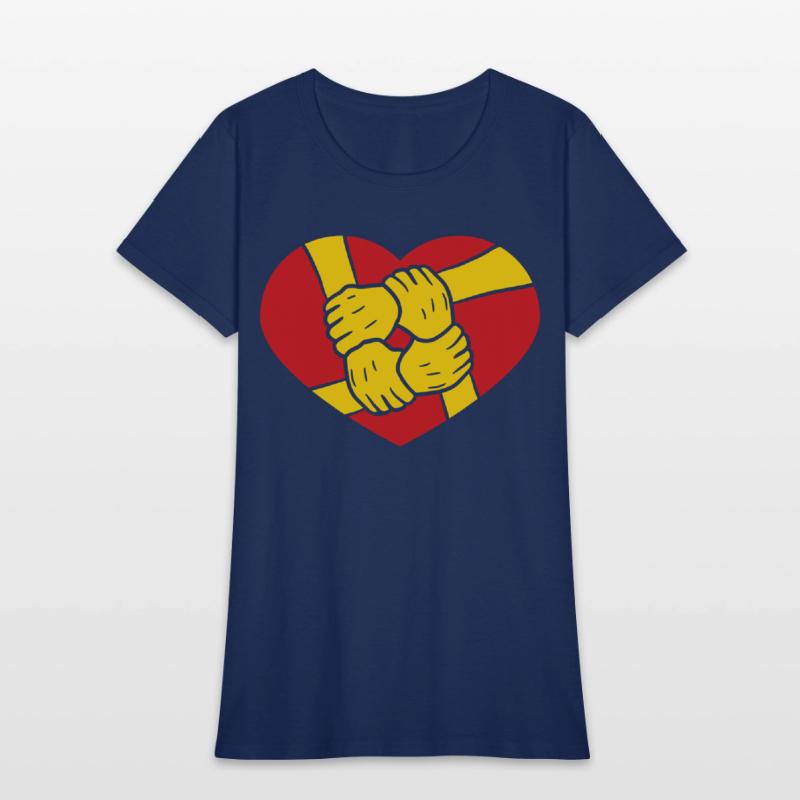 logo heart symbol 4 friends hands holding team cre