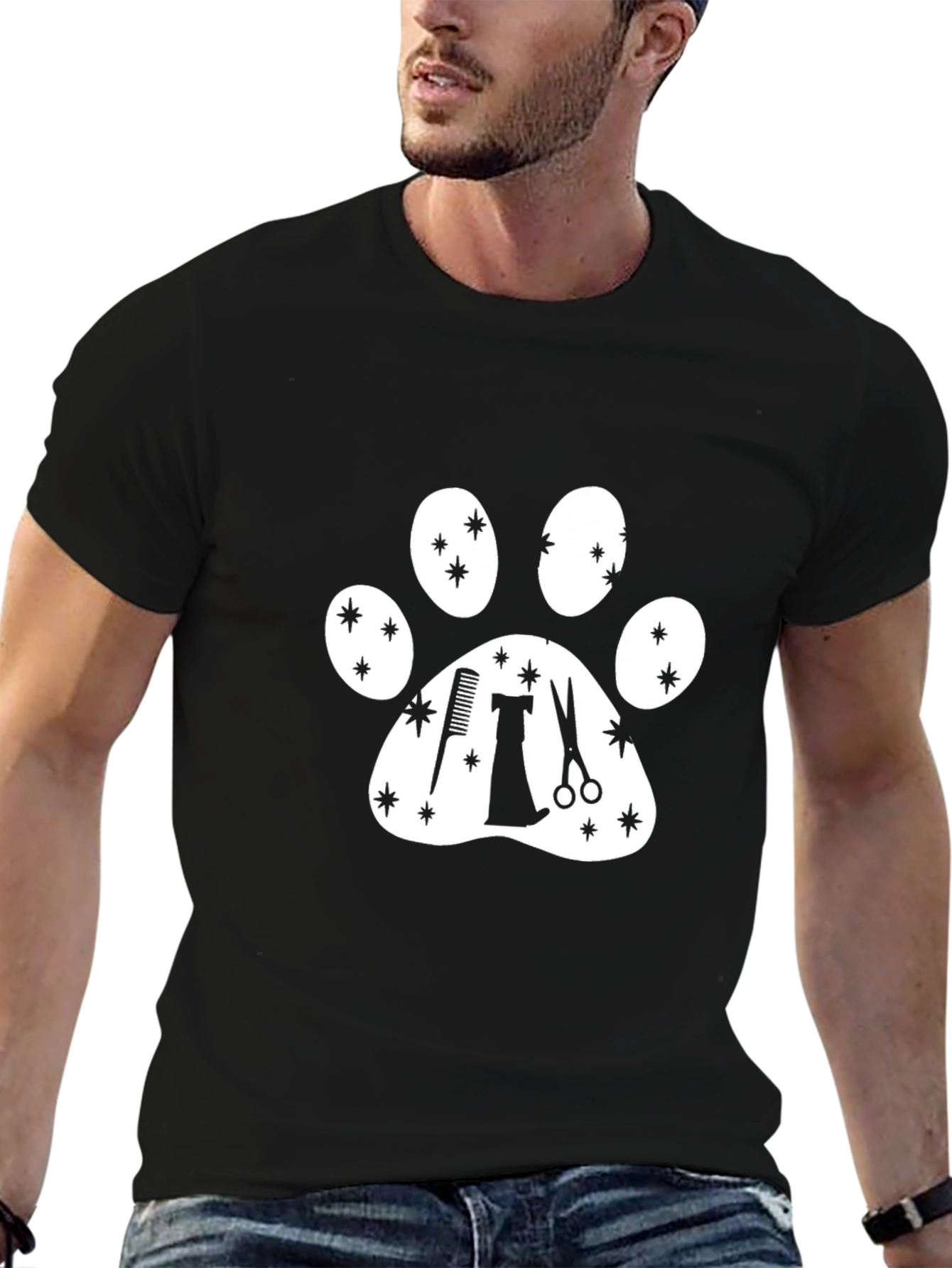 Pet Groomer T-Shirt - Paw Print Design