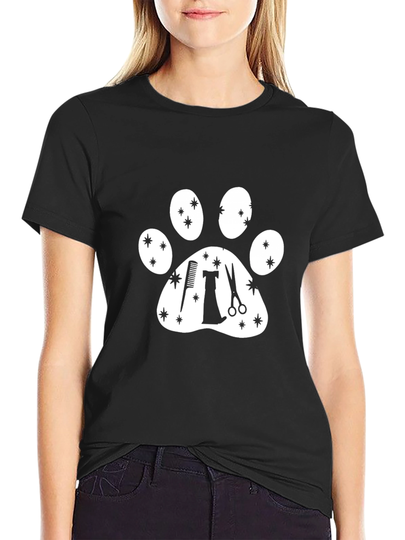 Pet Groomer T-Shirt - Paw Print Design