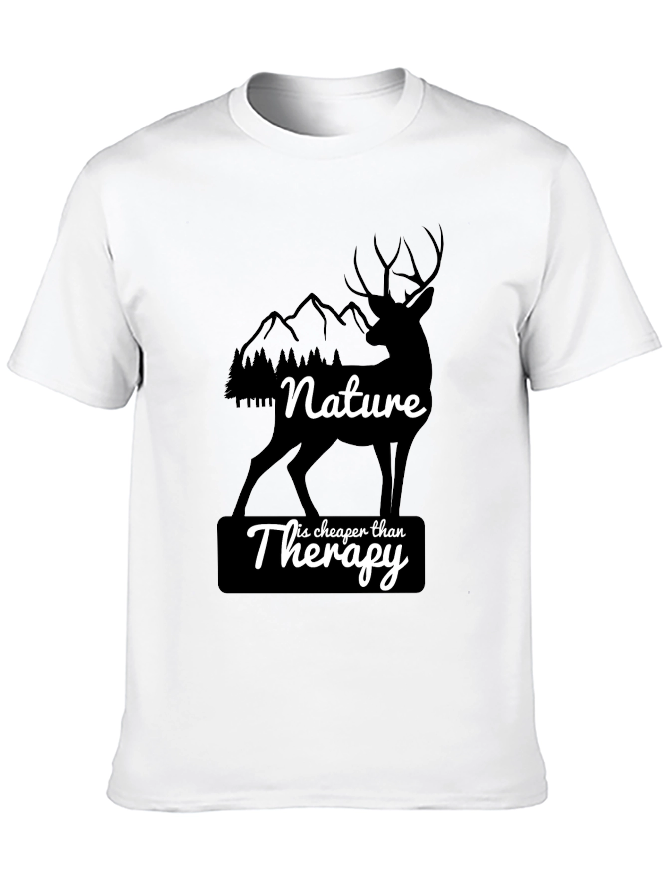 Nature Therapy T-Shirt - Deer and Mountain Design