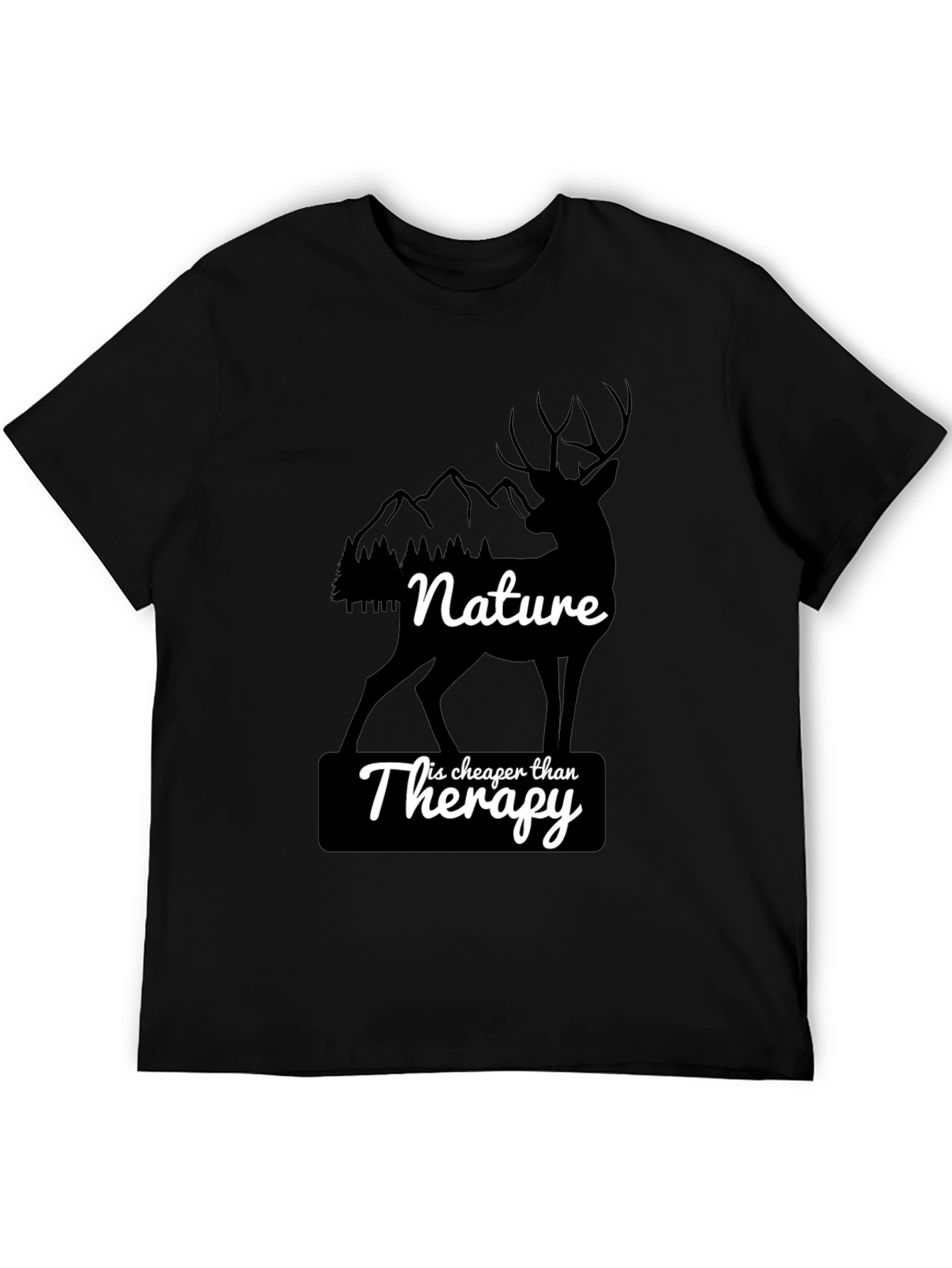 Nature Therapy T-Shirt - Deer and Mountain Design